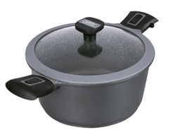 2688 GIPFEL Кастрюля BATISTA 20х9,5см/2,4л из литого алюминия с индукционным дном, с 3-слойным антипригарным гранитным покрытием Ilag Ultimate, cо съемными ручками, со стеклянной крышкой. Толщина: 2,0