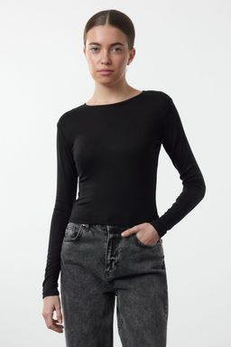 Siyah-Bordo Ikili Paket Viskon/Yumusak Kumasl? Crop Fitted/Vucuda Oturan Orme Bluz TWOAW25BZ00061