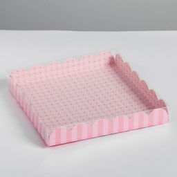 Цена за 5 шт. Коробка для печенья, кондитерская упаковка с пластиковой крышкой, 8 марта, 21?21?3 см