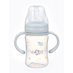 Бутылочка для кормления M&B, широкое горло, с ручками, от 0 мес., 150 мл., серый