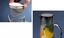 Кувшин AROMA 1,2 л из цветного боросиликат. рельефного стекла с крышкой-фильтром 106482 /Mallony/  фото 2