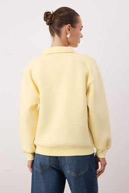 Sar? Gomlek Yaka Nak?sl? Regular Fit Kal?n Ici Polarl? Orme Sweatshirt TWOAW24SW00182