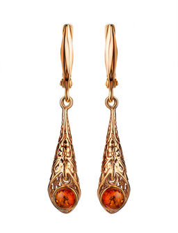 Ажурные серьги Роксана из натурального янтаря