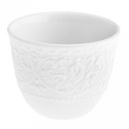 "Русь" Подставка под яйцо фарфоровая 90мл, д6,2х5,1см, белый, рельефный декор (Китай)