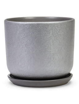 Горшок цветочный с поддоном 5,4 л, d22/h19 см серый керамика, "Перл" (М)