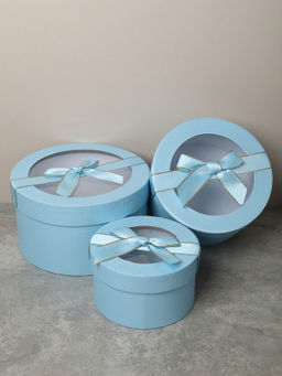 Коробка подарочная 3 штуки 20х20х11 см / 3431-3 /уп 30/голубая - ГалеонТрейд фото 5