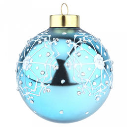 Елочная игрушка шар стеклянная д9,5см, зеркально-бирюзовый, ручная художественная роспись, подарочная упаковка (Россия) - Домашняя мода фото 2
