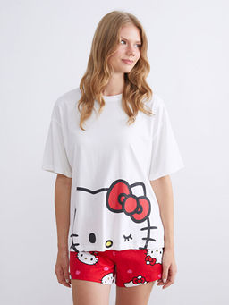 Hello Kitty Bask?l? Kad?n ?ortlu Pijama Tak?m?