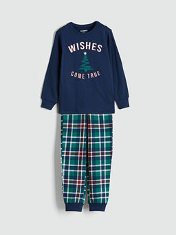 Bisiklet Yaka Bask?l? Erkek ?ocuk Pijama Tak?m?