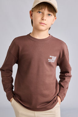 Oversize Bask_l_ Uzun Kol Ti__rt Erkek _ocuk