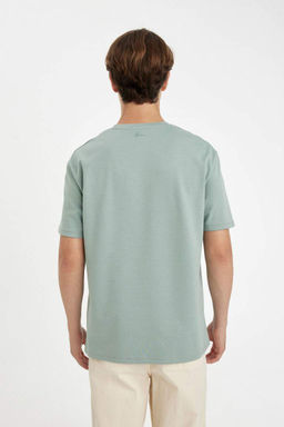 Футболка из плотной ткани с короткими рукавами и круглым вырезом обычного кроя с принтом - Defacto фото 6