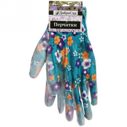 Цена за 12 шт. Перчатки нейлоновые "Фантазия-Флора" с ПВХ покрытием полуоблитые 8 р-р ДоброСад