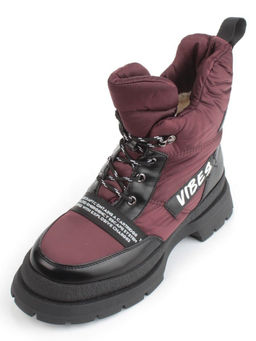 02-FAS21-2Z VINOUS/BLACK Дутики женские (искусственная кожа, плащевая ткань, шерсть)