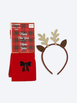 Y?lba?? Temal? K?z ?ocuk K?lotlu ?orap ve Ta?