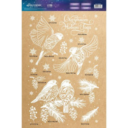 Наклейки на окна многоразовые «С Новым годом», снегири, 33 х 50 см