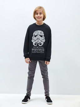 Bisiklet Yaka Star Wars Bask?l? Uzun Kollu Erkek ?ocuk Sweatshirt - Waikiki фото 2