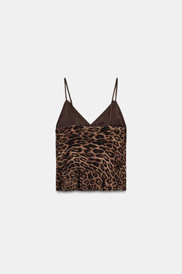 TOP TUL ESTAMPADO ANIMAL / Leopardo / Tostado - Zara фото 6