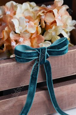 Лента бархатная 1 см*50 ярд (SF-2323) темно-синевато-зеленый №65