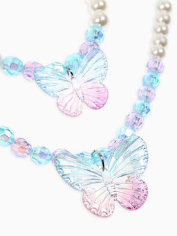 Набор детский «Выбражулька» 4 предмета: бусы, браслет d=6 см, клипсы, кольцо, бабочка