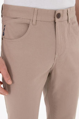 Erkek Slim Fit Koyu Bej Kanvas Pantolon
