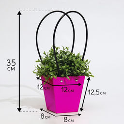 Цена за 10 шт. Сумка для цветов фуксия влагостойкая, 12×12 - 8×8 - 12.5 см