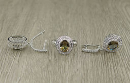 Комплект Султан-4, султанит, покрытие родий, размеры кольца: 17, 18, 19 20 - Agat77 фото 3