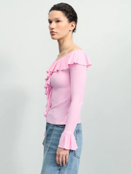 Приталенный лонгслив с рюшами / Zarina фото 5