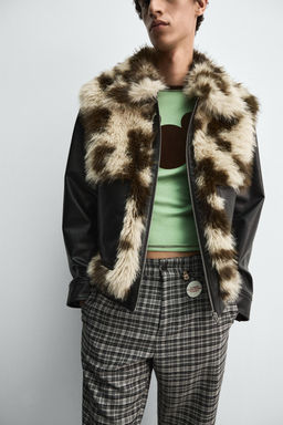 CONTRAST FAUX LEATHER JACKET HARRY LAMBERT FOR ZARA X DISNEY  фото 6