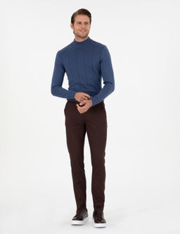 Koyu Kahverengi Slim Fit Kanvas Pantolon