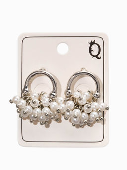 Серьги жемчуг «Виноград», белые в серебре