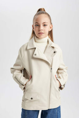 Водоотталкивающая куртка с воротником для девочек, пальто - Defacto фото 3