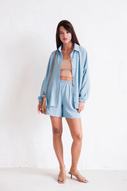 9650 Костюм в пижамном стиле голубой - Martichelli фото 13