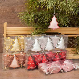 Набор украшений "Елочки" 6шт., 7см (BB041) 5цв. в ассорт., в ПВХ уп.