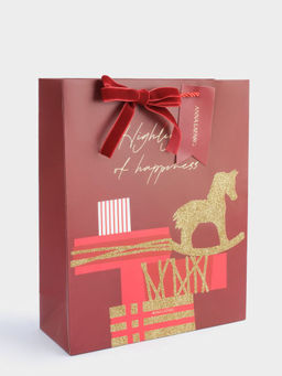 Пакет подарочный, 26х32 см, бумага, красный, Подарки, Bright horse