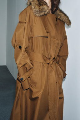OVERSIZE FAUX FUR COLLAR TRENCH COAT ZW COLLECTION LIMITED EDITION - Zara фото 6