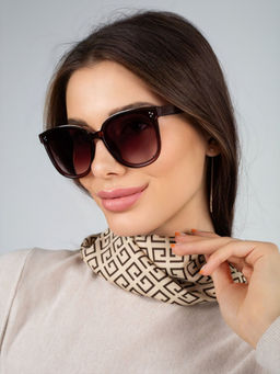 Платок на голову, с абстракцией MAGROM, бежевый, 90 х 90 см, из искусственного шелка