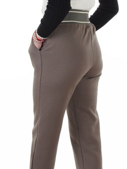 2804 GRAY/GREEN Брюки спортивные утепленные женские (95% хлопок, 5% спандекс)