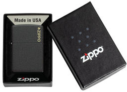Зажигалка ZIPPO Логотип с черным покрытием с кракелюром | Logo Black Crackle 236ZL  фото 6
