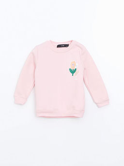 Bisiklet Yaka Bask?l? K?z ?ocuk Sweatshirt