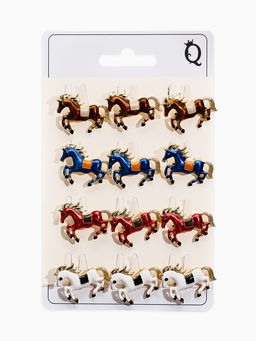 Цена за 12 шт. Брошь "Лошадь" малая, скакун, МИКС в золоте (неделимая фасовка 12 шт. цена за шт.)