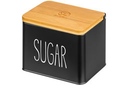 Емкость для хранения 1,5 л 14*11*11 см SUGAR с деревянной крышкой, черная - Elan gallery фото 6