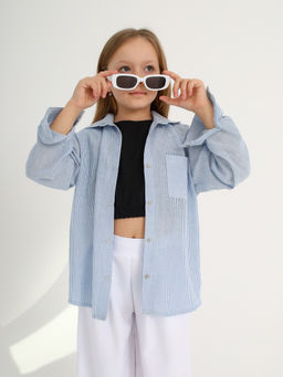 Рубашка-хенли Лен, голубой меланж - Inzibe фото 45