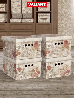 VAL VN-BCTN-FL-4S Короб картонный, складной, малый, 25*33*18.5 см, набор 4 шт., VINTAGE FLOWERS, шт