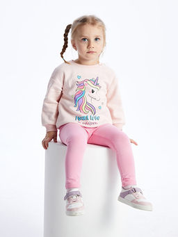 Bisiklet Yaka Uzun Kollu Bask?l? K?z Bebek Sweatshirt