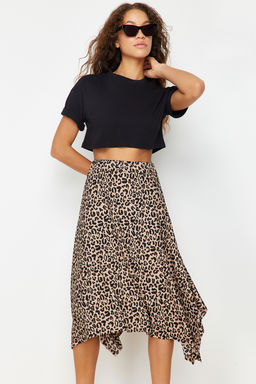 TRENDYOLMILLA Siyah Volanl? Asimetrik Yuksek Bel Midi Esnek Orme Etek TWOAW20ET0440  фото 36