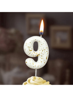 Цена за 2 шт. Свеча в торт «Белые брызги», цифра 9