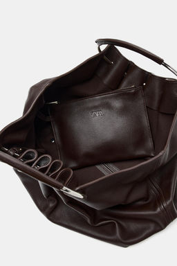 RIGID STRAP LEATHER BUCKET BAG - Zara фото 7