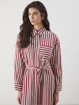 ?izgili Poplin G?mlek Elbise