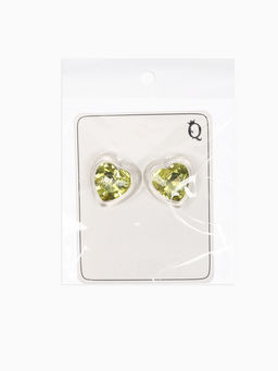 Серьги "Кристалл" сердце, цвет прозрачно-св.зелёный