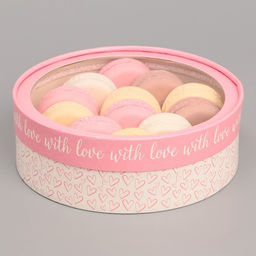 Коробка для макарун, кондитерская упаковка тубус с окном With love 20 х 20 х 5 см